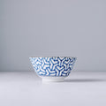 Premium Ceramic Bowl – Blue Indigo Ikat Herringbone Design 13cm, 300ml