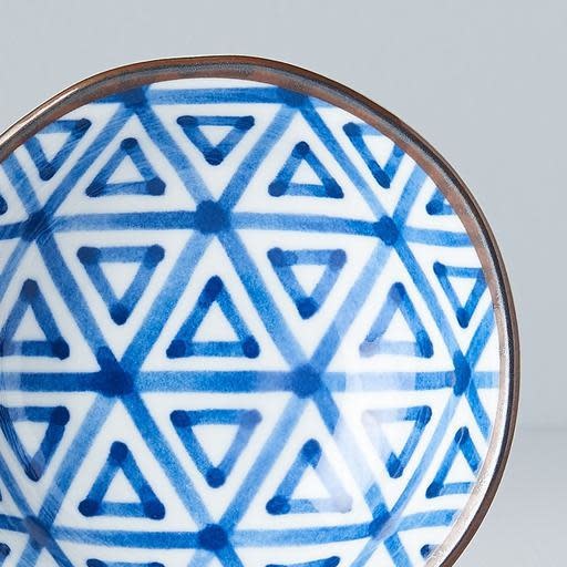 Premium 11cm Indigo Ikat Triangle Ceramic Sauce Dish 100ml Dishwasher Microwave Safe