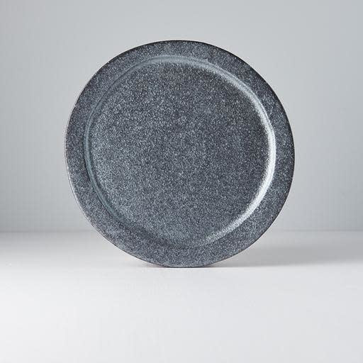 Premium 25.5cm Craft Black Glaze Organic Ceramic Plate Dishwasher Microwave Safe