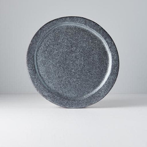 Premium 25.5cm Craft Black Glaze Organic Ceramic Plate Dishwasher Microwave Safe