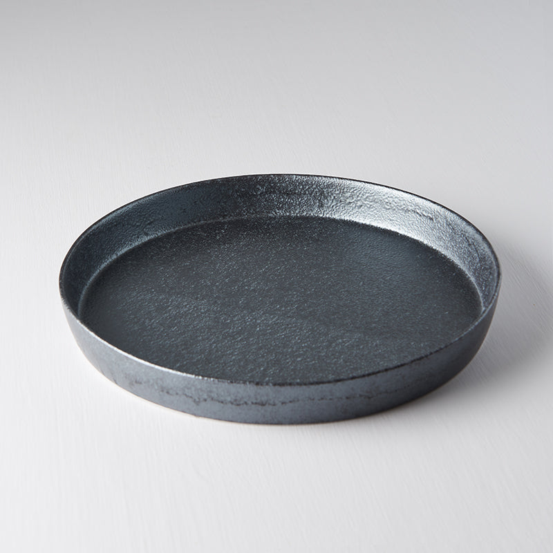 Premium 25cm Craft Black Glaze High Rim Ceramic Plate Dishwasher Microwave Safe