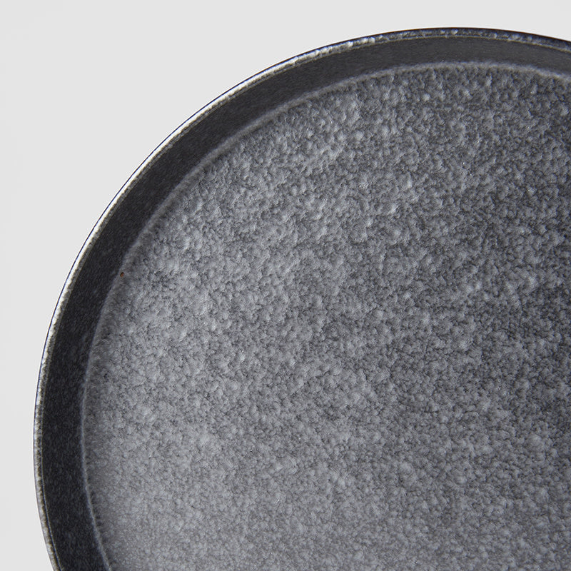 Premium 25cm Craft Black Glaze High Rim Ceramic Plate Dishwasher Microwave Safe