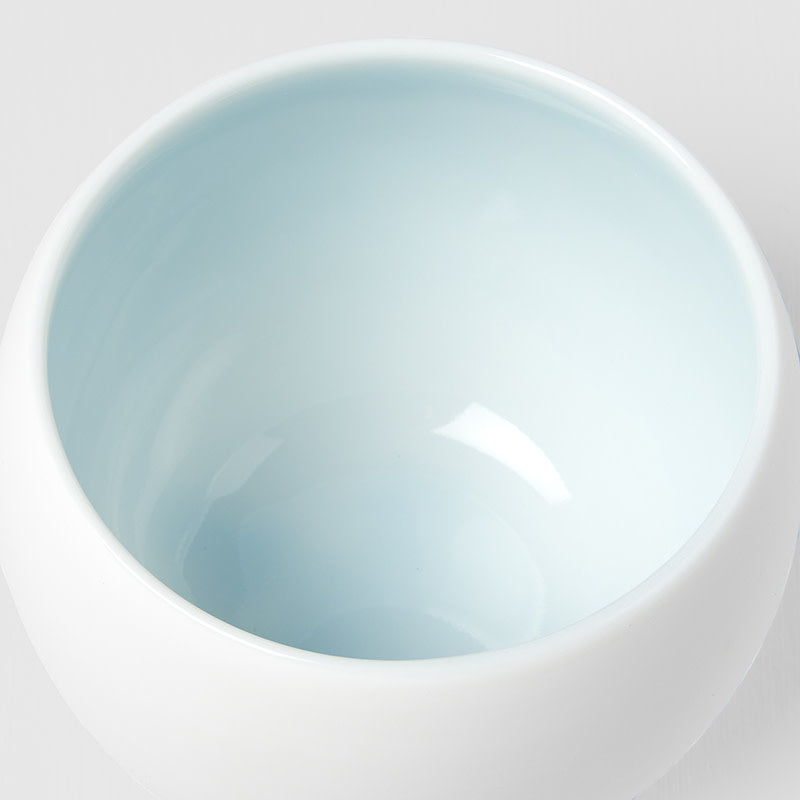 Premium 300ml Matte White Light Blue Glaze Shochu Cup Dishwasher Microwave Safe