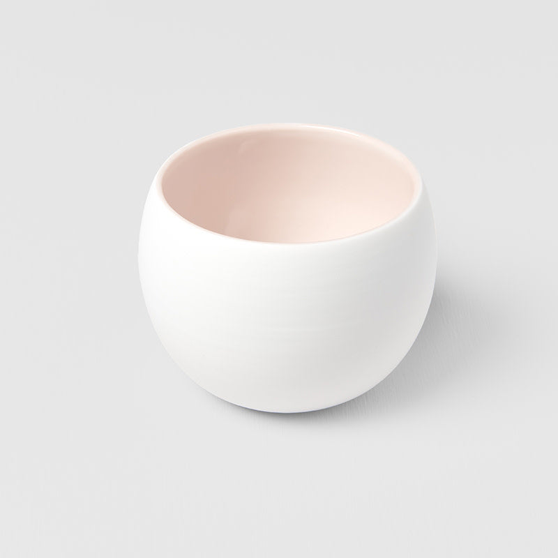 Premium 300ml Matte White Light Pink Glaze Shochu Cup Dishwasher Microwave Safe