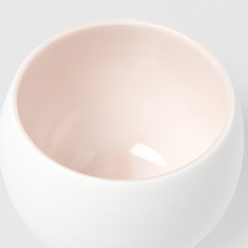 Premium 300ml Matte White Light Pink Glaze Shochu Cup Dishwasher Microwave Safe