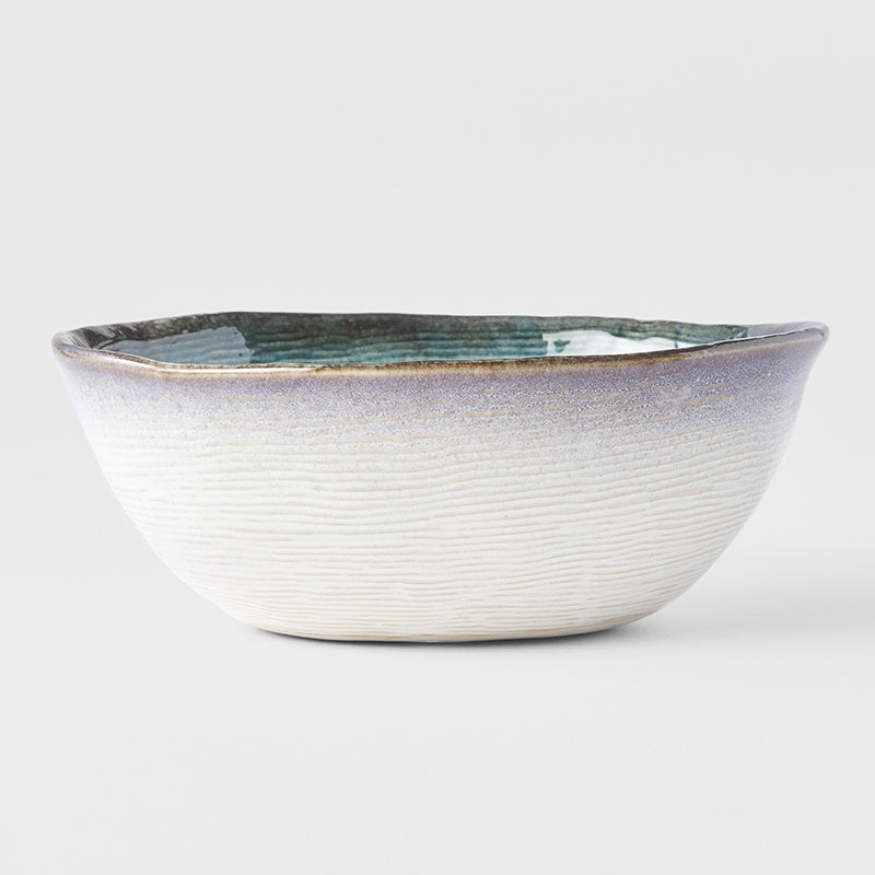 Premium 17cm Sky Blue Glaze Oval Ceramic Bowl 450ml Dishwasher Safe