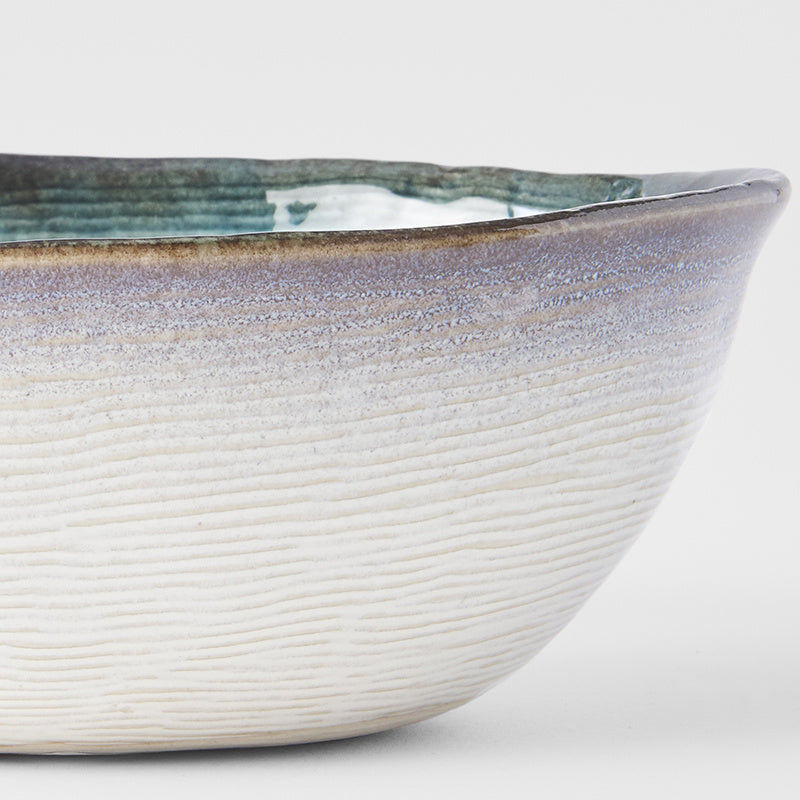 Premium 17cm Sky Blue Glaze Oval Ceramic Bowl 450ml Dishwasher Safe