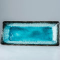 Premium 28.5x12cm Sky Blue Glaze Rectangular Ceramic Plate Dishwasher Safe
