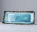 Premium 28.5x12cm Sky Blue Glaze Rectangular Ceramic Plate Dishwasher Safe