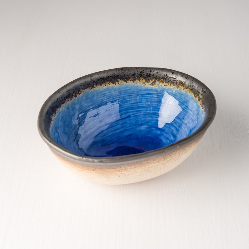 Premium 17x13cm Cobalt Blue Glaze Oval Ceramic Bowl 450ml Dishwasher Safe