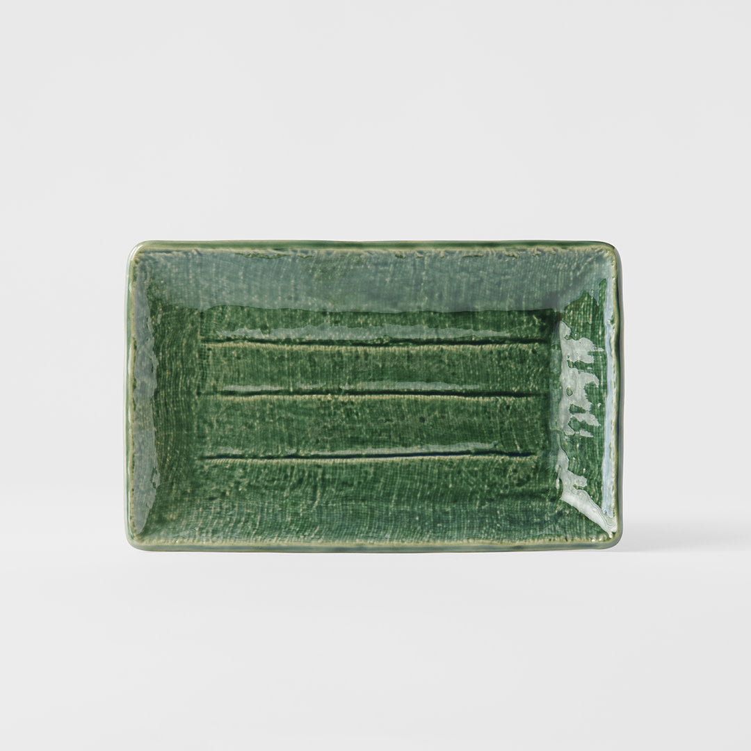 Premium Sushi Plate with Oribe Green Glaze - 21cm