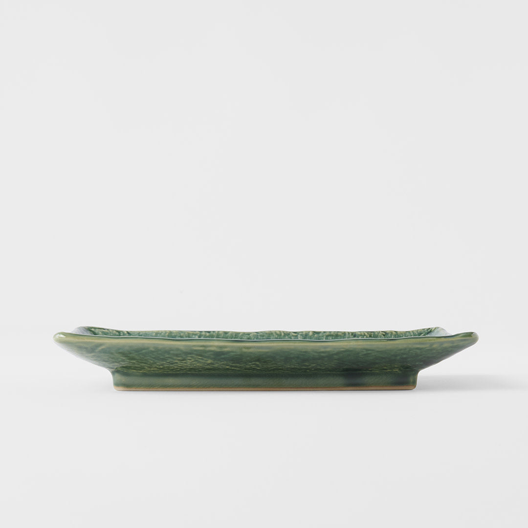 Premium Sushi Plate with Oribe Green Glaze - 21cm