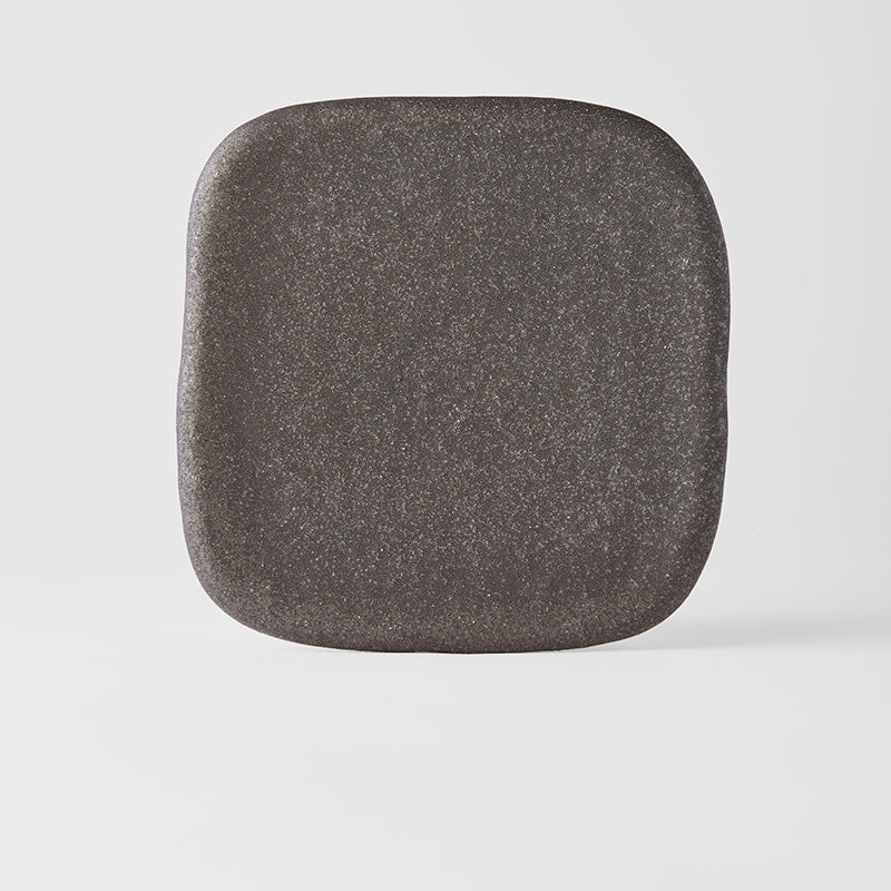 Premium Square Ceramic Plate – Grey Stone Slab Design 19 x 19cm