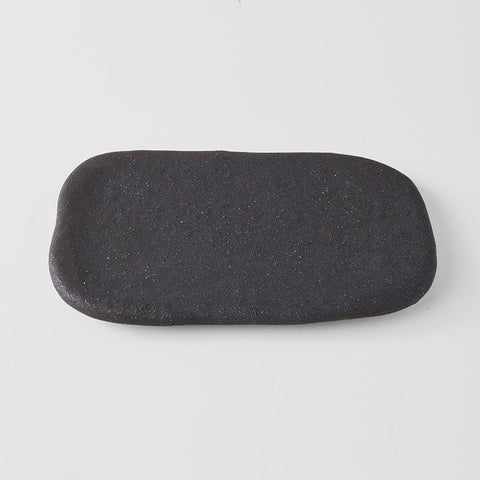 Premium Rectangular Ceramic Plate – Grey Stone Slab Design 22 x 13cm