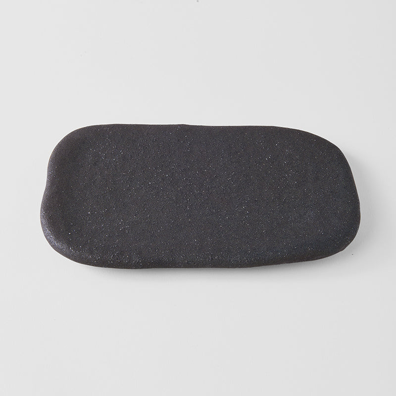 Premium Rectangular Ceramic Plate – Grey Stone Slab Design 22 x 13cm