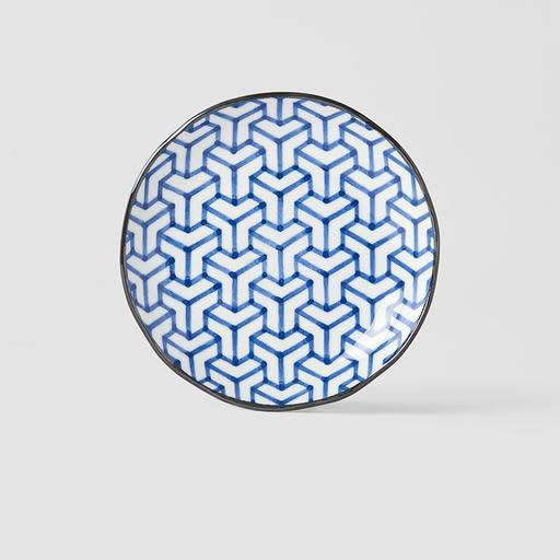 Premium Tapas Plate – Blue Herringbone Design 16.5cm
