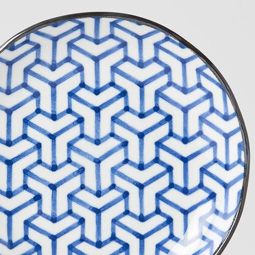 Premium Tapas Plate – Blue Herringbone Design 16.5cm