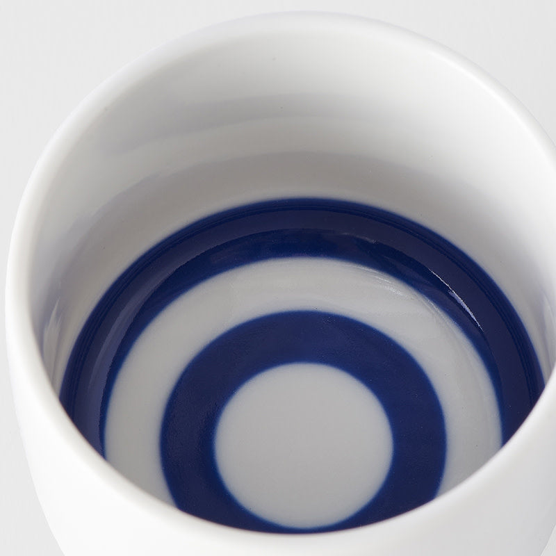 Premium 60ml Blue Target Glaze Ochoko Ceramic Sake Cup Dishwasher Safe