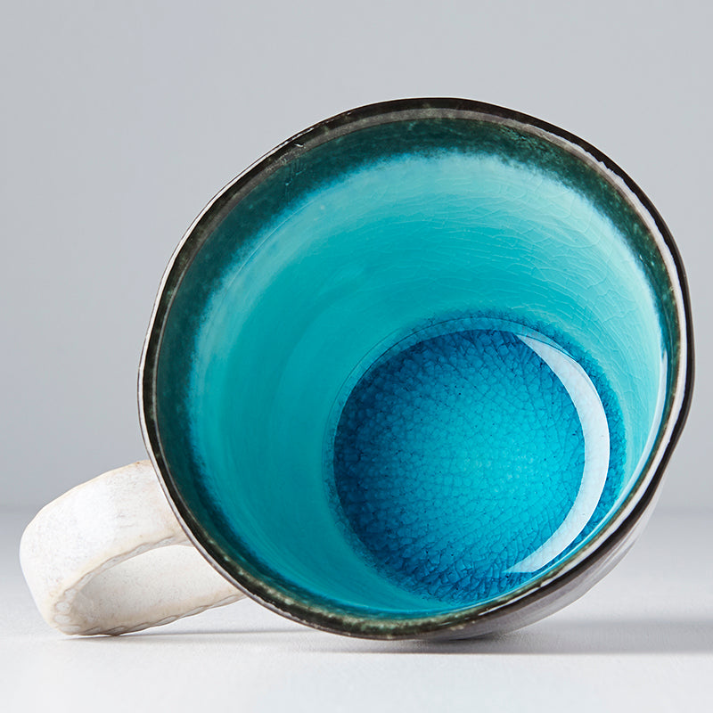 Premium 200ml Sky Blue Glaze Ceramic Mug with Handle Dishwasher Safe