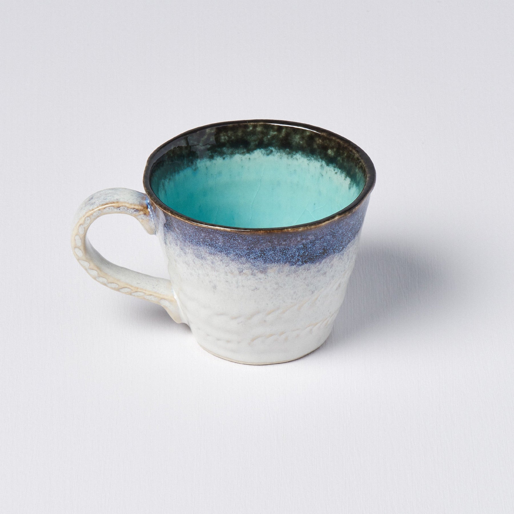 Premium 200ml Sky Blue Glaze Ceramic Mug with Handle Dishwasher Safe