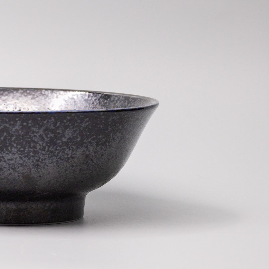 Premium Fluted Udon Bowl – Dark Blue Midnight Pearl Glaze 21cm