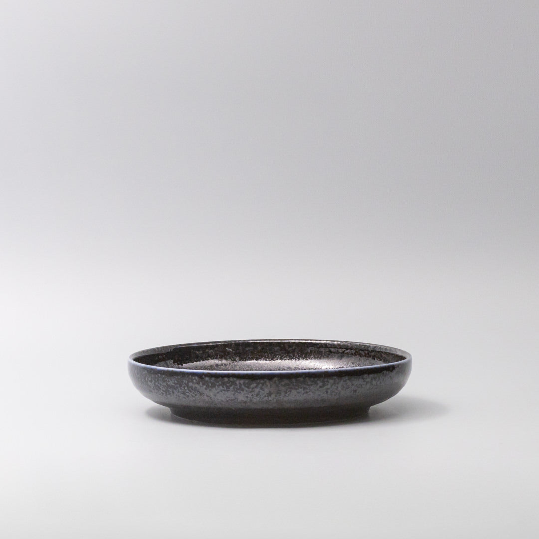 Premium 22cm Midnight Pearl Glaze High Rim Ceramic Plate Dishwasher Microwave Safe