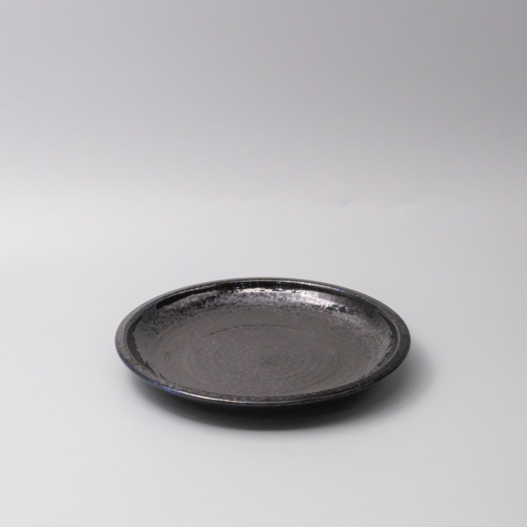 Premium Thick Edge Plate – Dark Blue Midnight Pearl Glaze 25cm