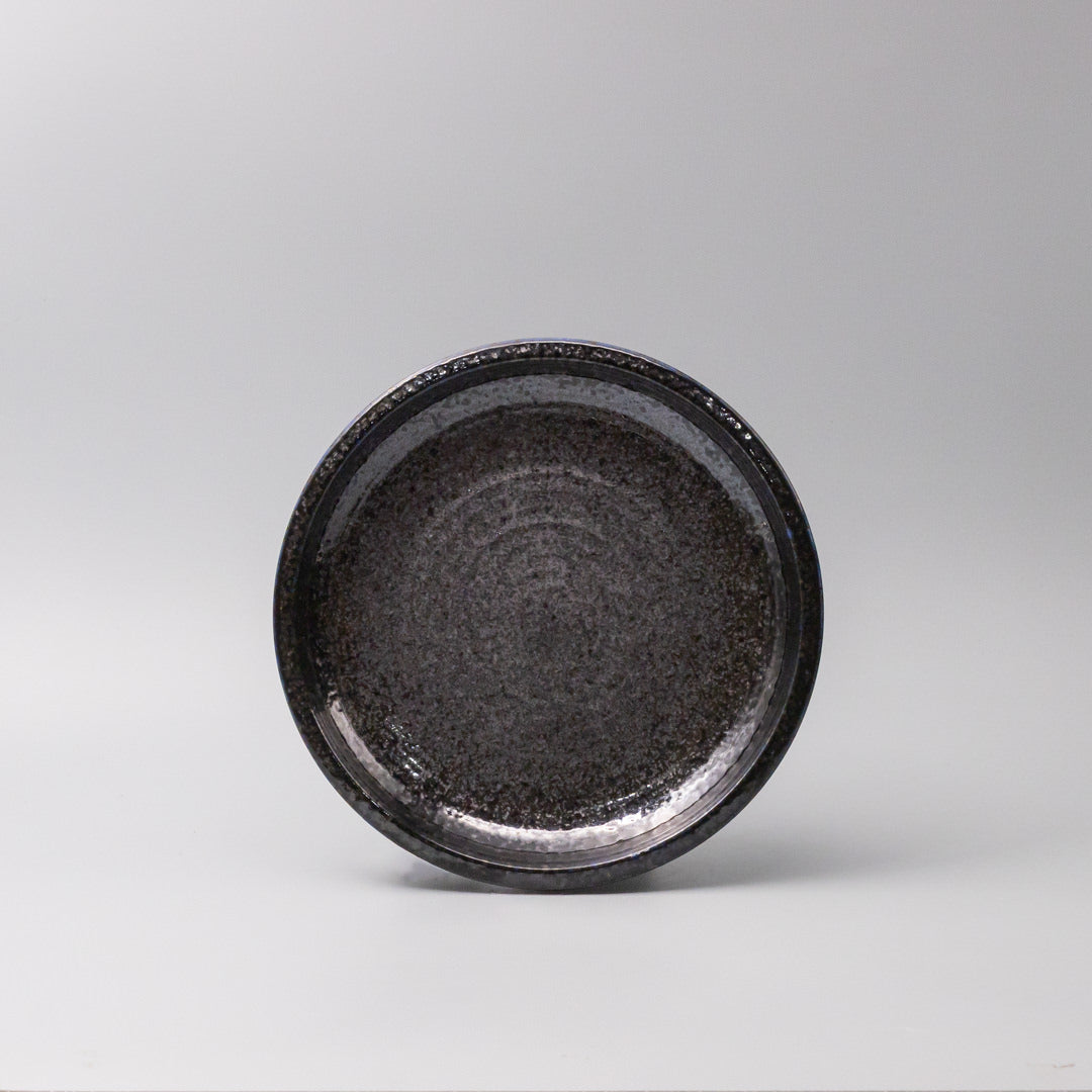Premium Thick Edge Plate – Dark Blue Midnight Pearl Glaze 25cm