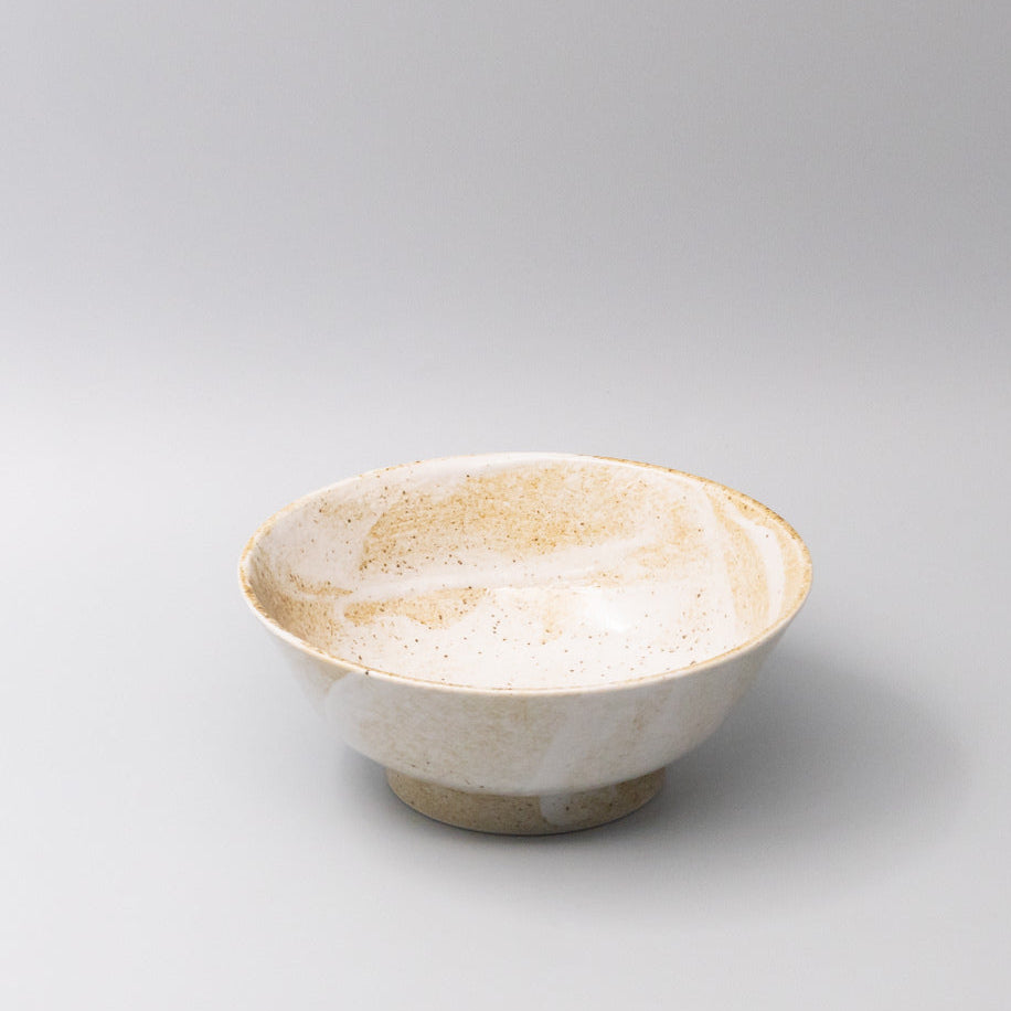Premium Ramen Bowl – Beige Snow Bamboo Glaze 21cm, 850ml