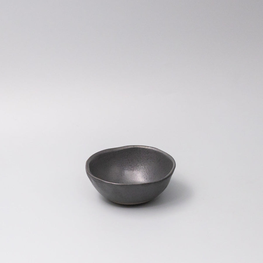 Premium 11.5cm Black Glaze Lopsided Ceramic Bowl 100ml Japanese Tableware
