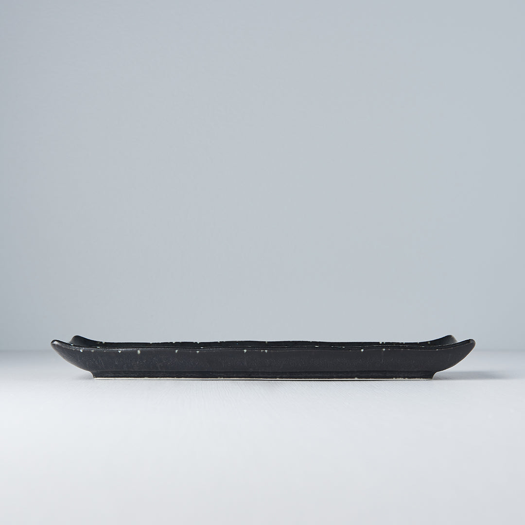 Premium 26.5cm Ibushi Black Glaze Rectangular Ceramic Plate Dishwasher Microwave Safe