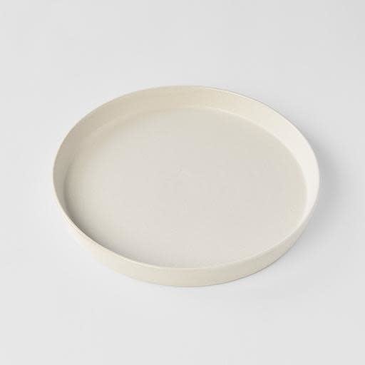 Premium 25cm Craft White Glaze High Rim Ceramic Plate Dishwasher Microwave Safe