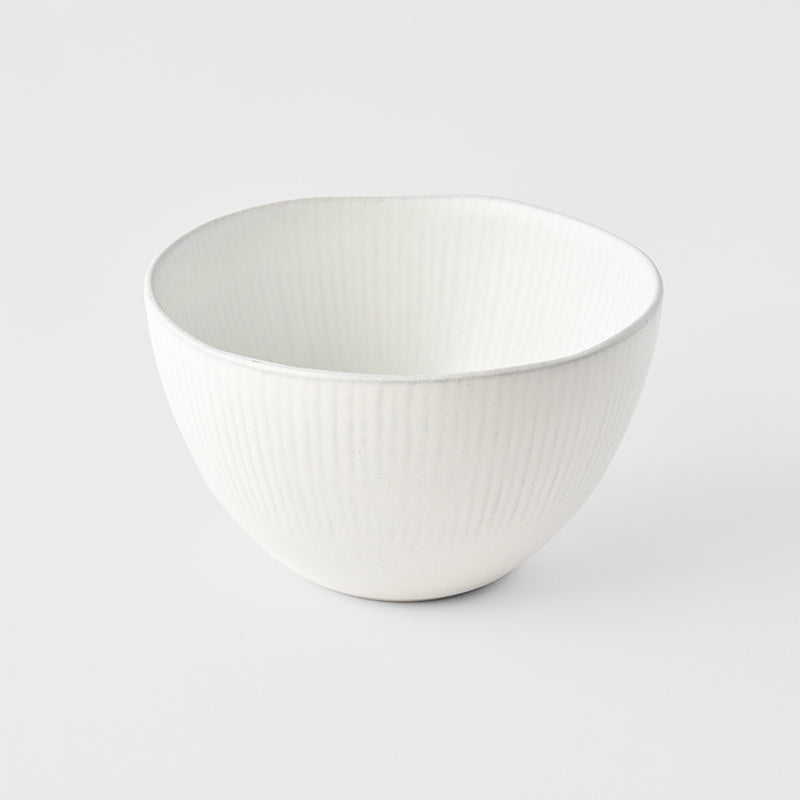 Premium Deep Bowl – White Snow Leaf Glaze 13.5cm, 300ml