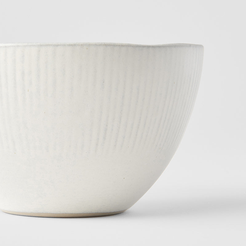 Premium Deep Bowl – White Snow Leaf Glaze 13.5cm, 300ml