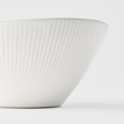 Premium Large Bowl – White Snow Leaf Glaze 18cm, 500ml