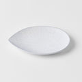 Premium Oval Plate – White Snow Leaf Glaze 13.5cm