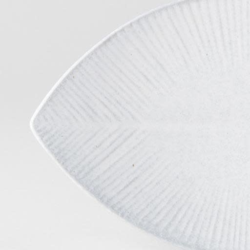 Premium Oval Plate – White Snow Leaf Glaze 13.5cm