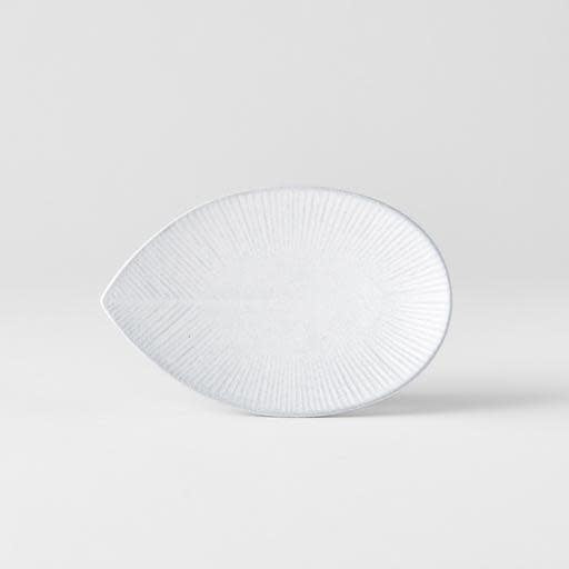 Premium Oval Plate – White Snow Leaf Glaze 13.5cm