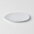 Premium Oval Plate – White Snow Leaf Glaze 21.5cm