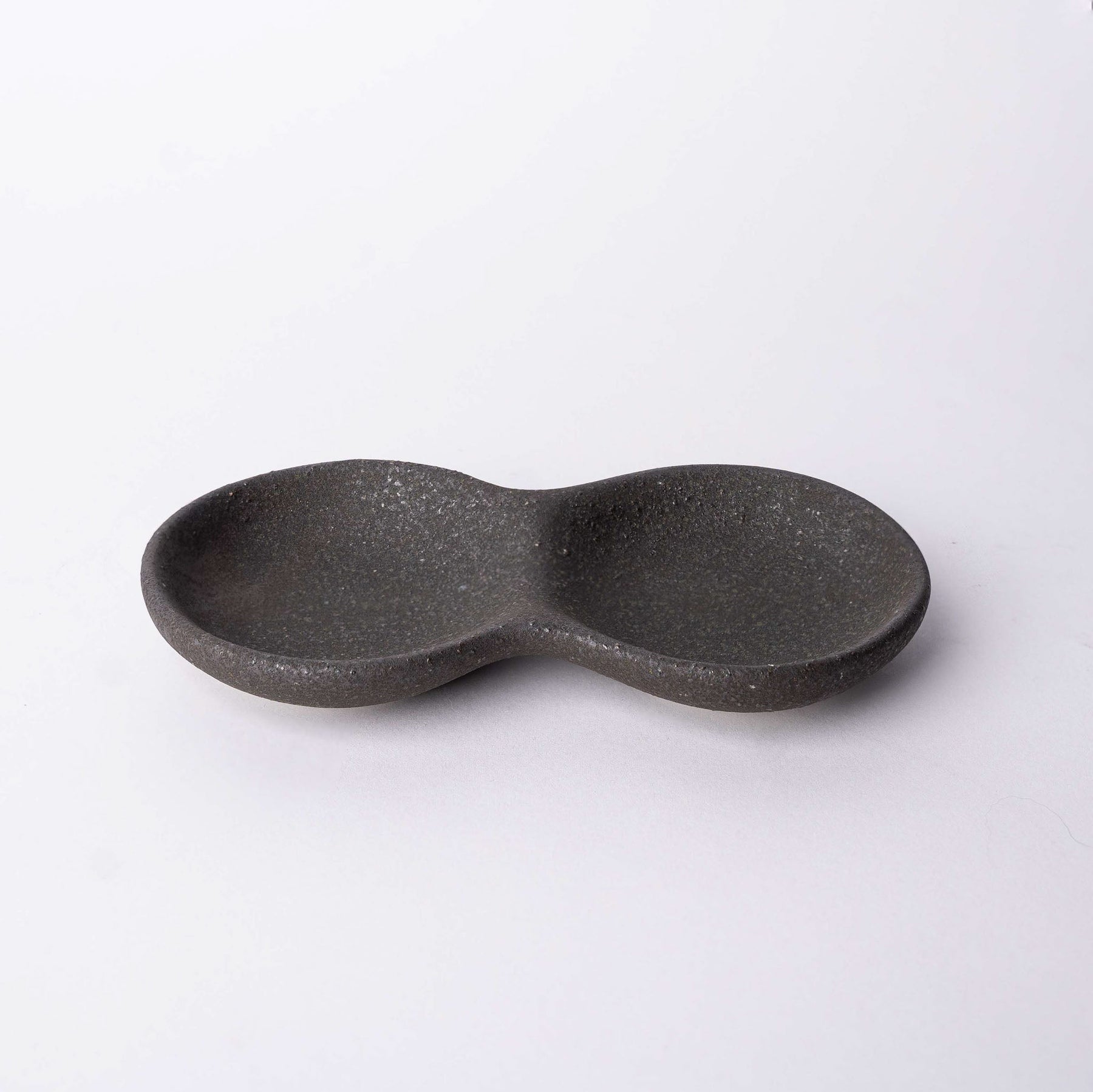 Premium Double Sauce Dish – Grey Stone Slab Design 15.5cm
