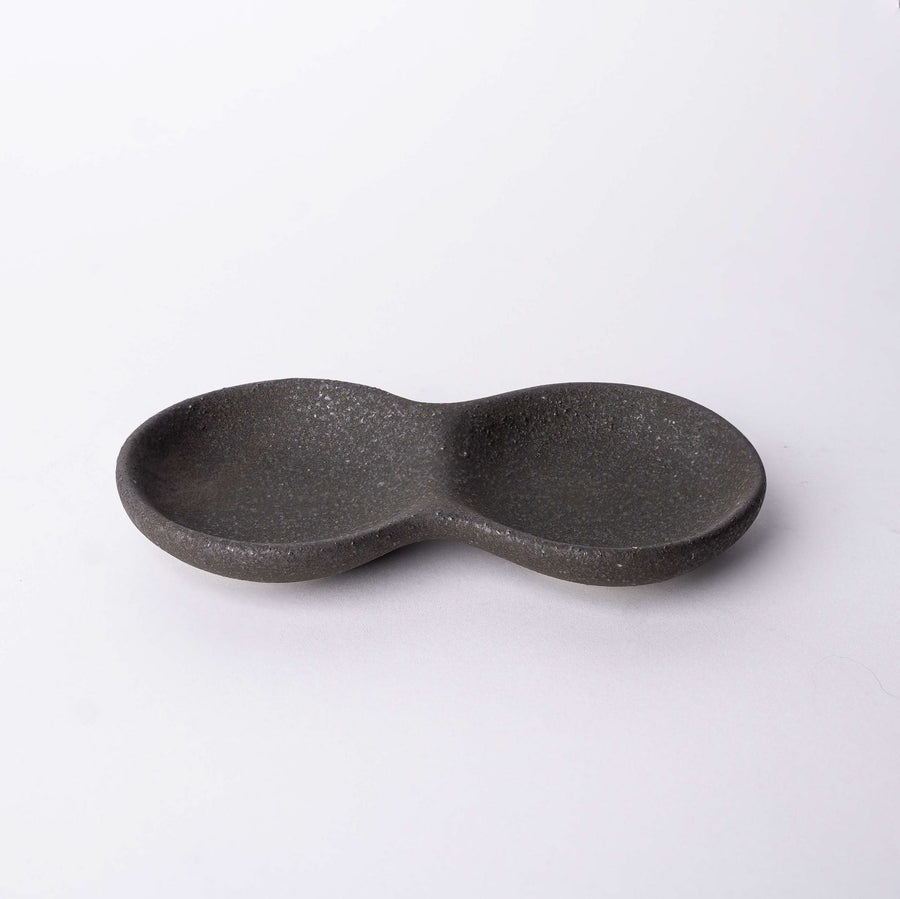 Premium Double Sauce Dish – Grey Stone Slab Design 15.5cm