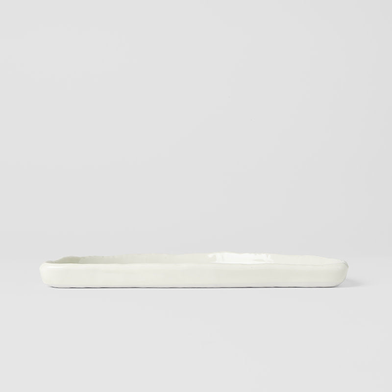 Premium 21cm Ivory White Glaze Half Moon Ceramic Plate Dishwasher Microwave Safe