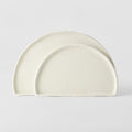 Premium 21cm Ivory White Glaze Half Moon Ceramic Plate Dishwasher Microwave Safe