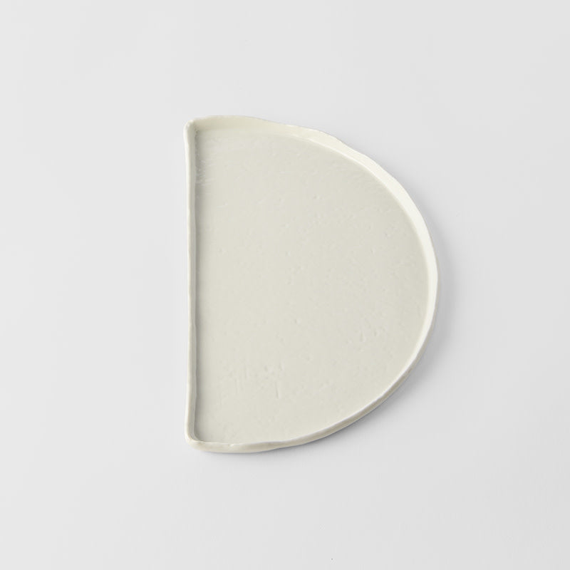 Premium 27cm Ivory White Glaze Half Moon Ceramic Plate Dishwasher Microwave Safe