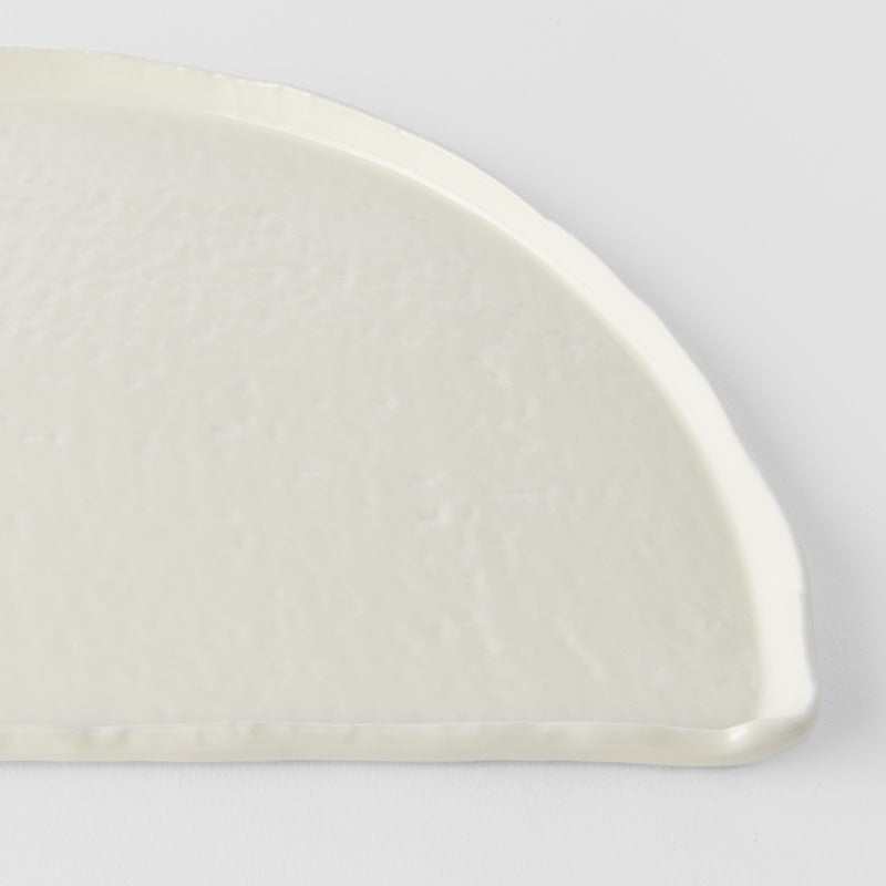 Premium 27cm Ivory White Glaze Half Moon Ceramic Plate Dishwasher Microwave Safe