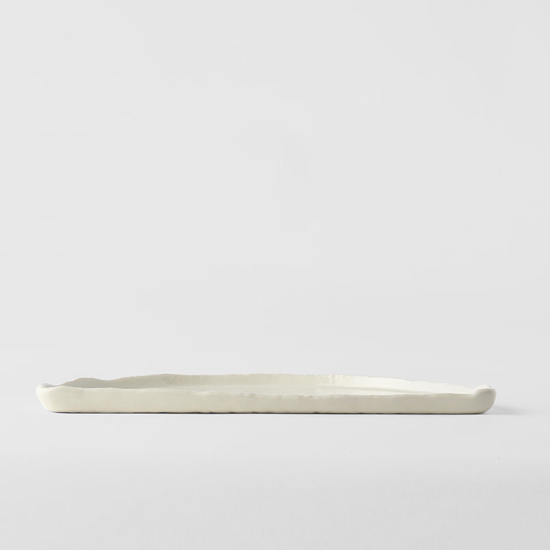 Premium 27cm Ivory White Glaze Half Moon Ceramic Plate Dishwasher Microwave Safe