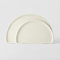 Premium 27cm Ivory White Glaze Half Moon Ceramic Plate Dishwasher Microwave Safe
