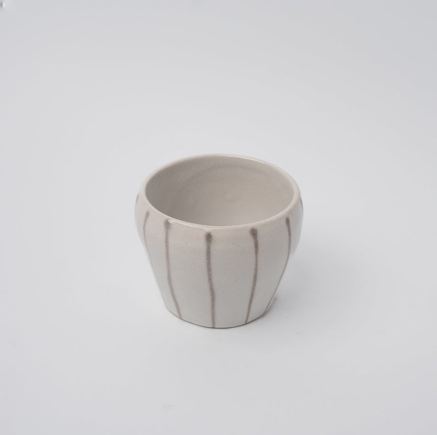 Premium Cup – Cream Grey Stripe Design 160ml