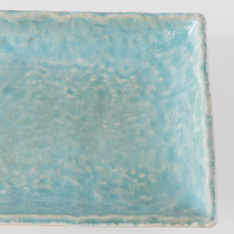 Premium 50cm Crazed Blue Glaze Rectangular Ceramic Platter Dishwasher Microwave Safe