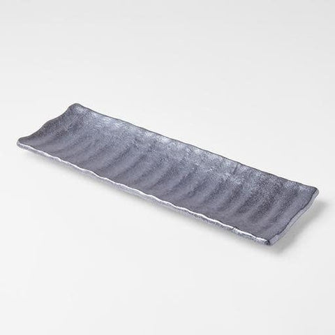Premium Crumpled Design Sashimi Plate - Black, 33cm
